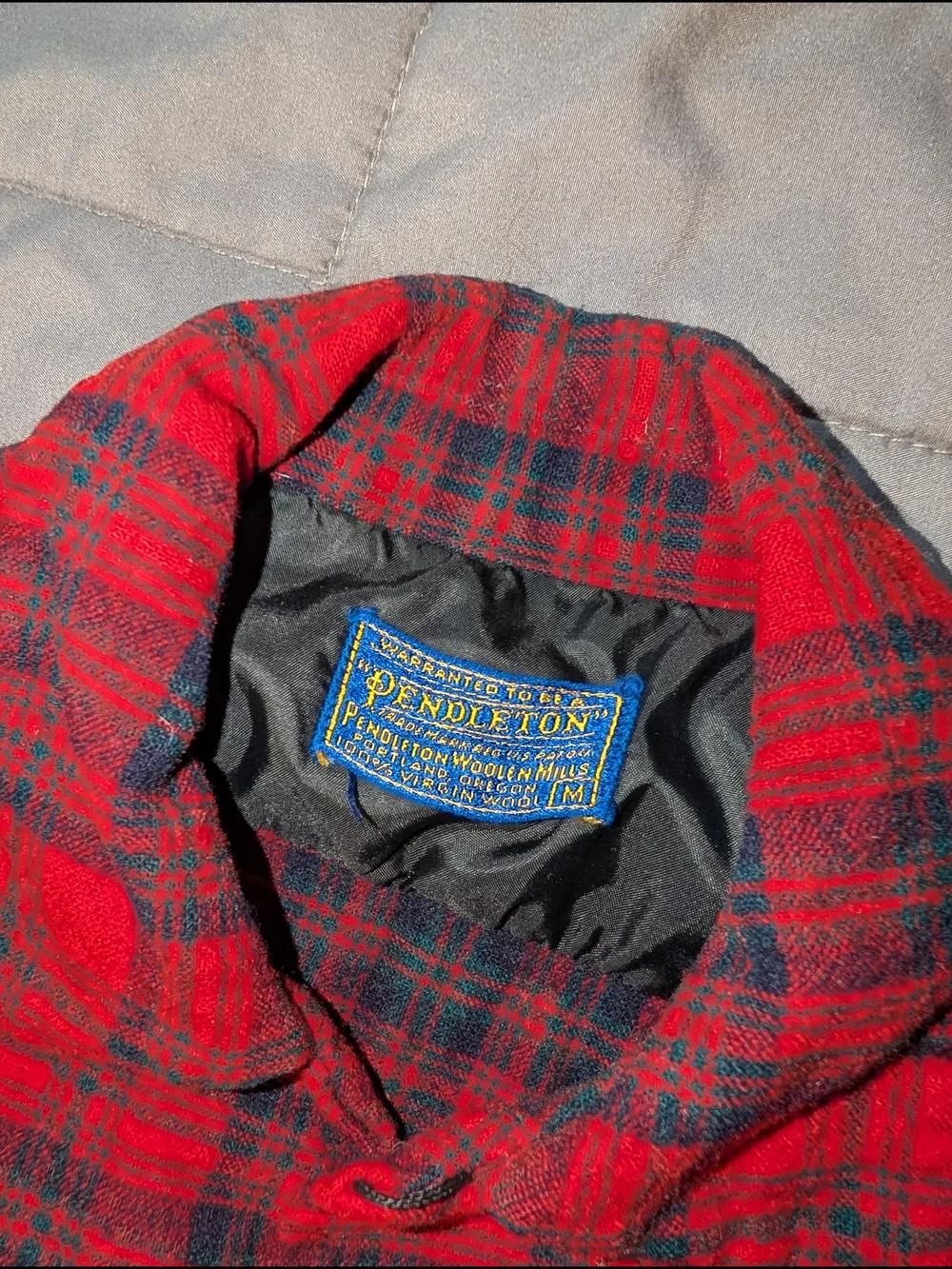 1960's Medium Pendleton Red & Black Plaid Wool Shirt Jacket